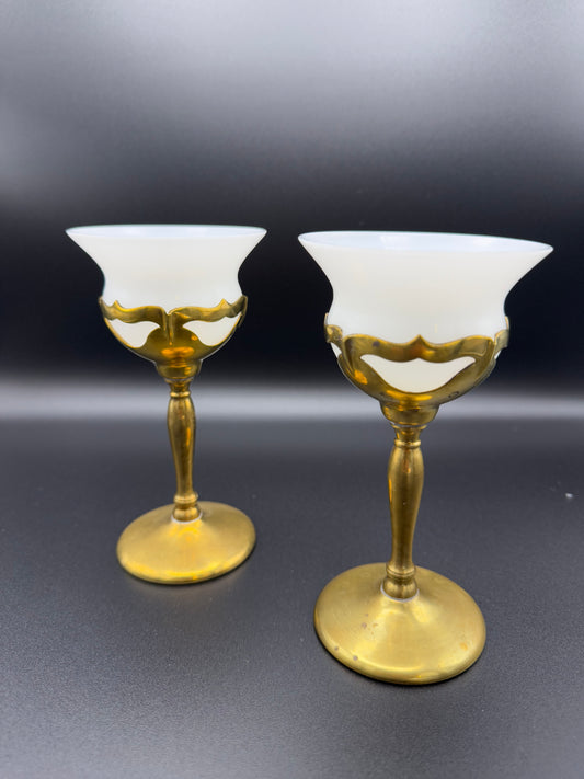 Farber Brothers Krome Kraft Goblets- Milk Glass