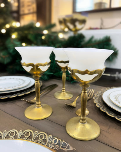 Farber Brothers Krome Kraft Goblets- Milk Glass