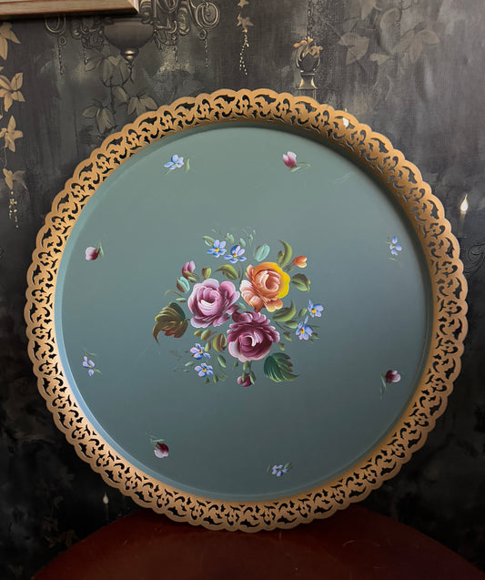 Vintage Nashco Hand-Painted Toleware Tray