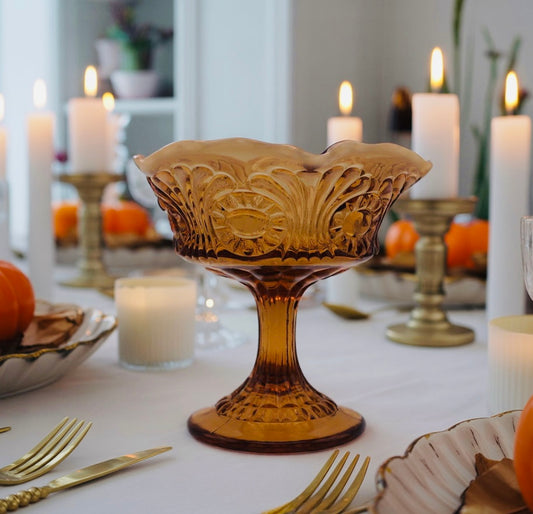 Vintage Fenton Caramel Opalescent Compote