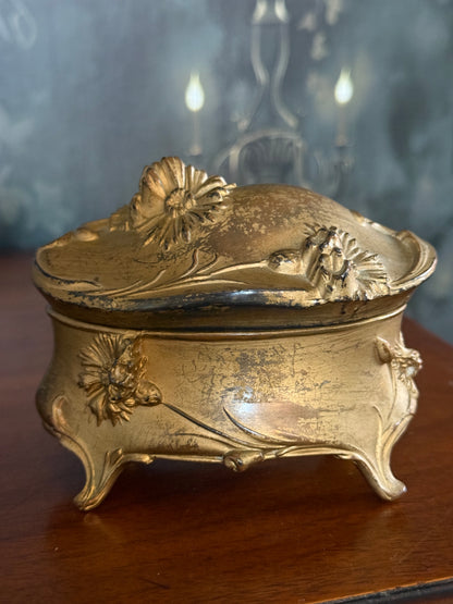 Antique Art Nouveau Gilt Jewelry Casket