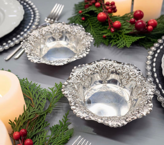 1895 Victorian Sterling Silver Bon Bon Dishes by Sanderson Brothers