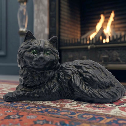 Antique Cast Iron Black Cat Figurine- Hubley-Style