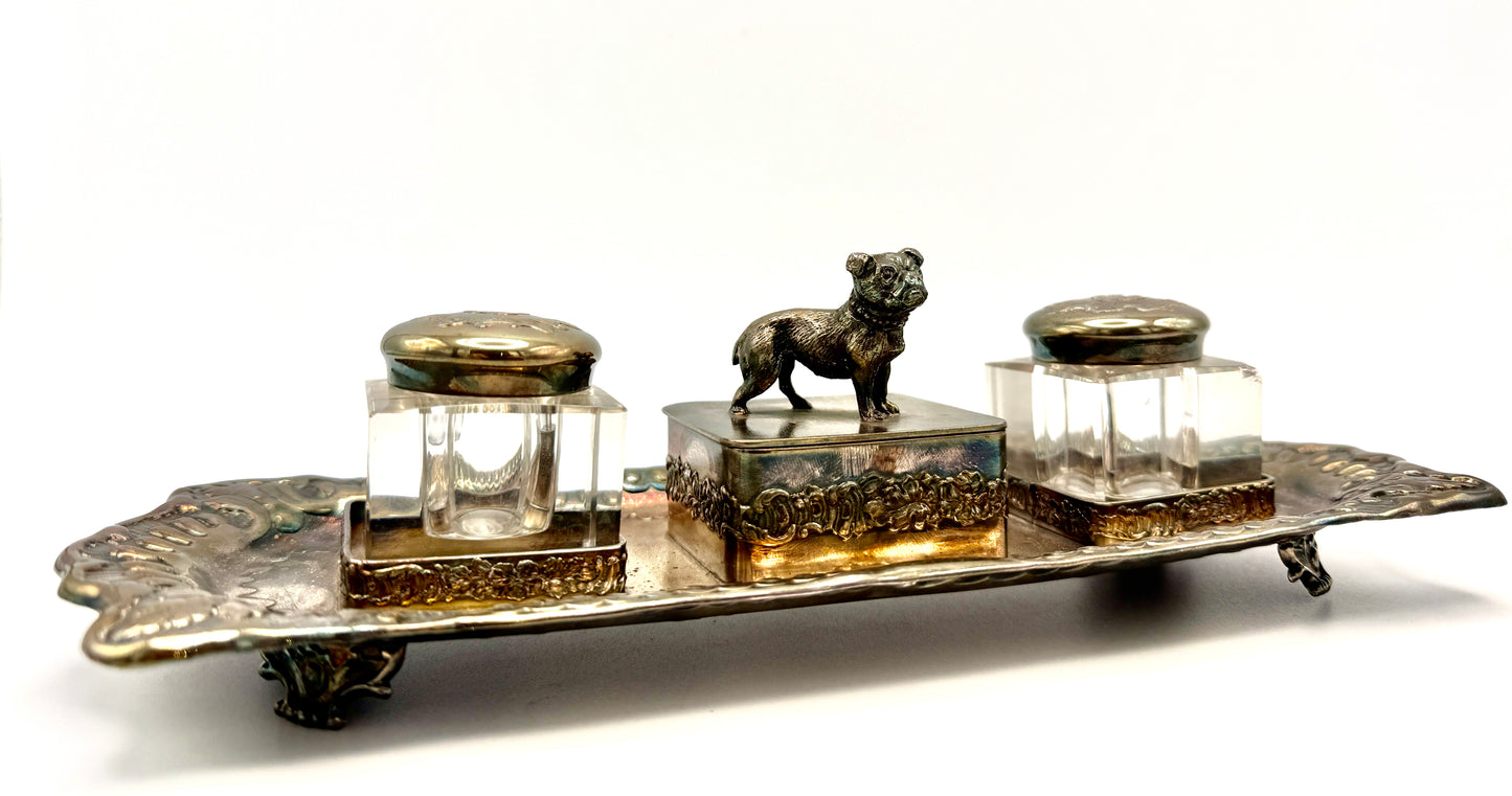 Pairpoint Dog Figural Inkwell Set