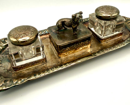 Pairpoint Dog Figural Inkwell Set