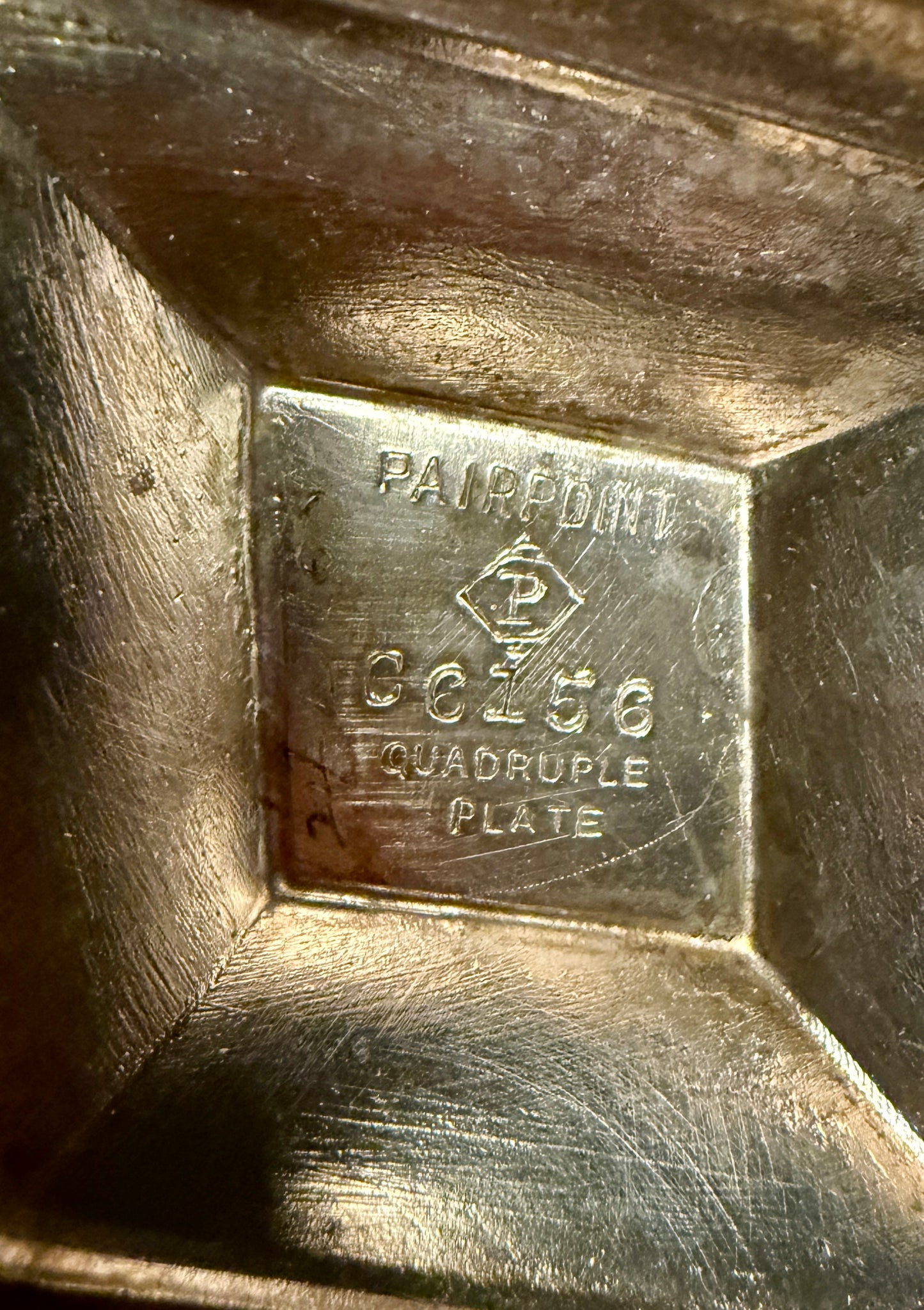 Antique Pairpoint Quadruple Plate Candlesticks with Architectural Diamond Base c. 1890–1910