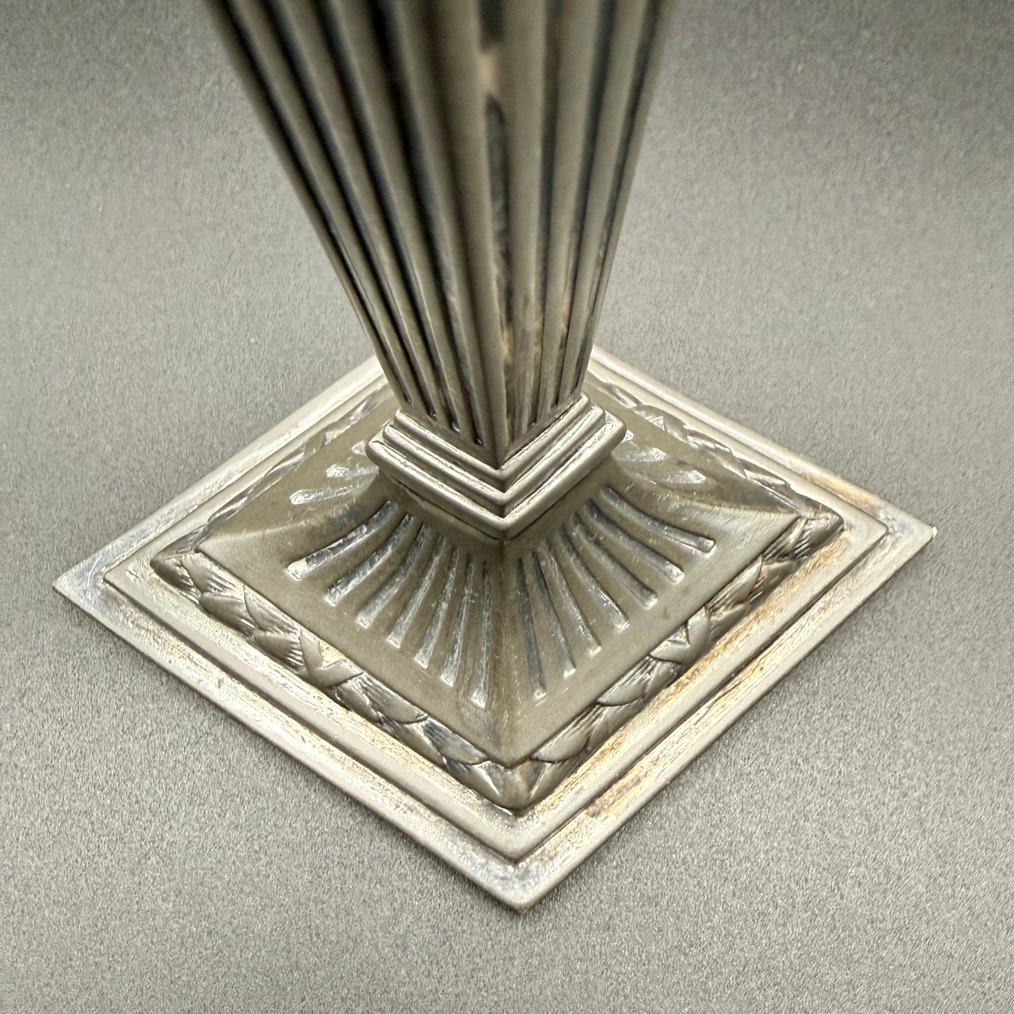 Antique Pairpoint Quadruple Plate Candlesticks with Architectural Diamond Base c. 1890–1910