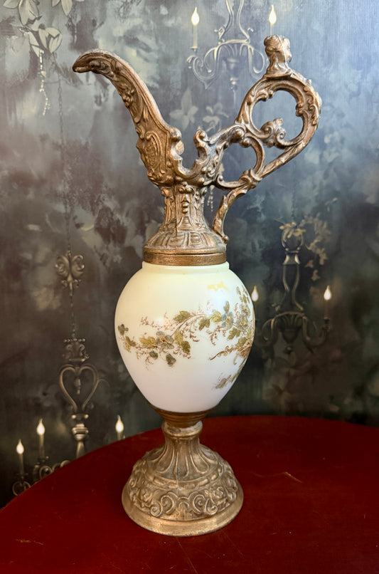 Victorian Wave Crest  Milk Glass Ewer