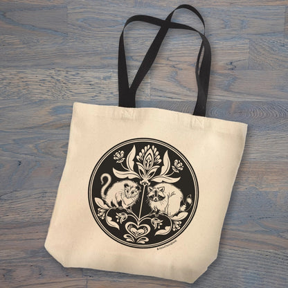 Raccoon & Opossum Hex Sign Tote Bag