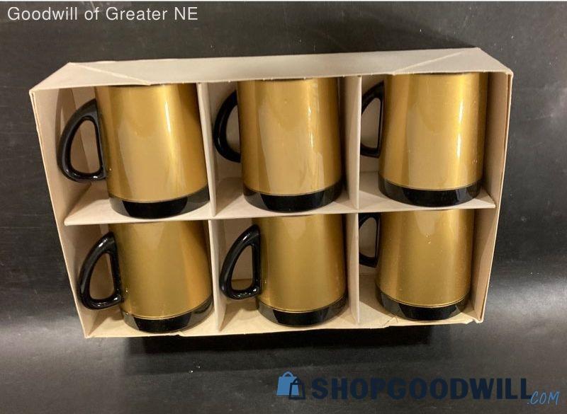 Set Of 6 Gold Thermos Mugs