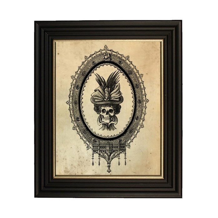 Skull in Bonnet Framed Print Behind Glass (8 x 10)