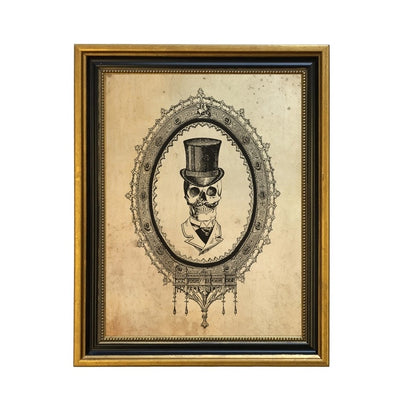 Skull in Top Hat Framed Print (7.5" x 9.5")