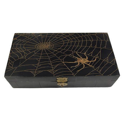 Spider in Web Engraved Horn Box