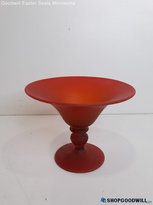 Tiffin Style Red Frosted Glass Compote