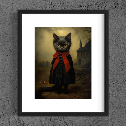 Victorian Black Cat Art Print (8" x 10")