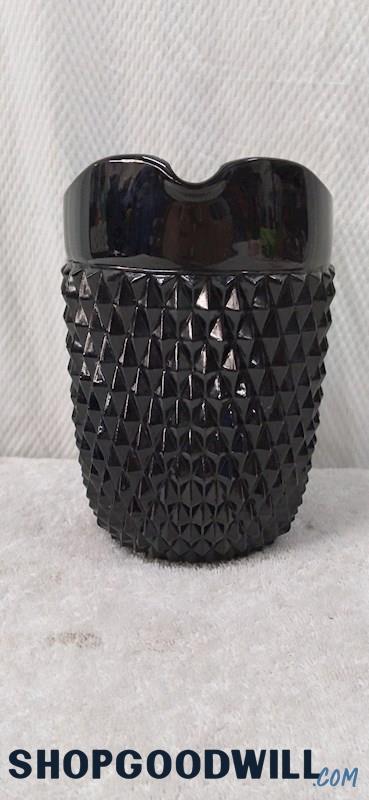 Black Indiana Glass Diamond Point Pitcher + Goblets