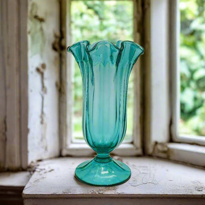 Westmoreland Laurel Green Pedestal Vase